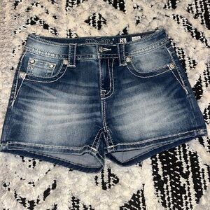 Miss Me Butterfly Mid-Rise Denim Shorts